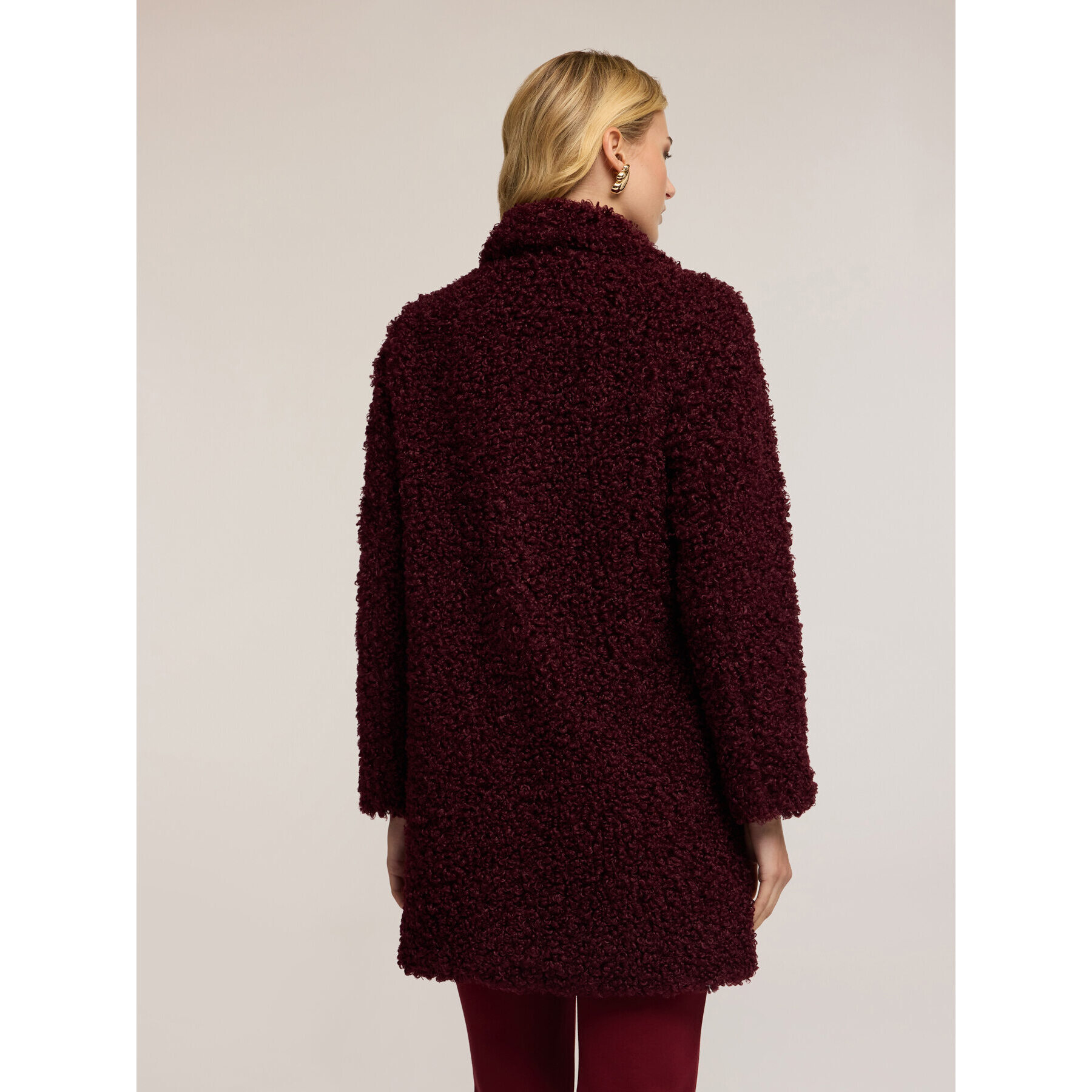 Motivi - Cappotto oversize in panno bouclé - Bordeaux