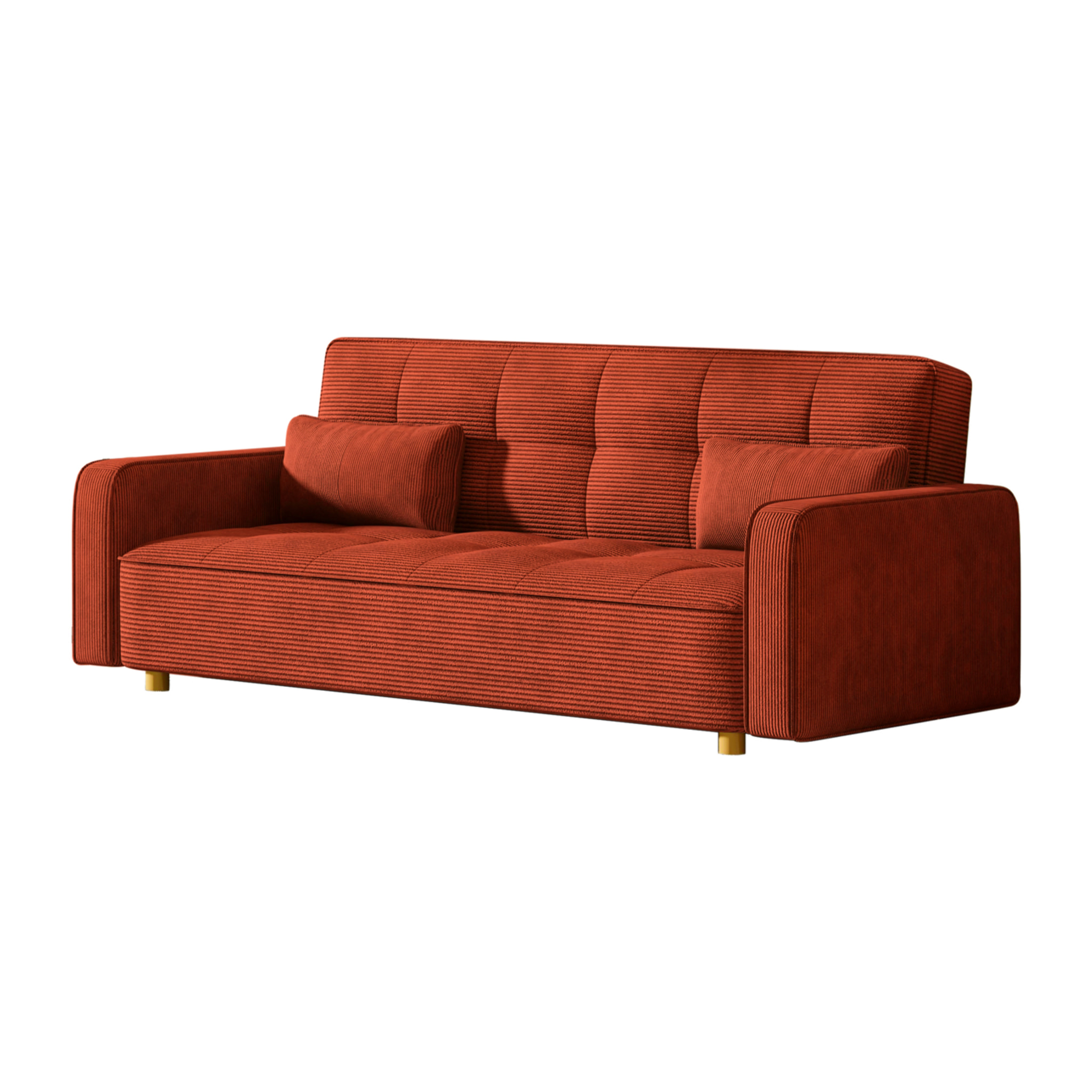 Canapé scandinave convertible 3 places en velours côtelé terracotta COOPER