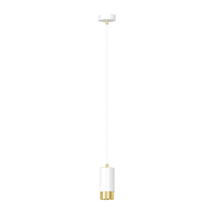 Lampada a sospensione Fumiko in acciaio bianco e oro