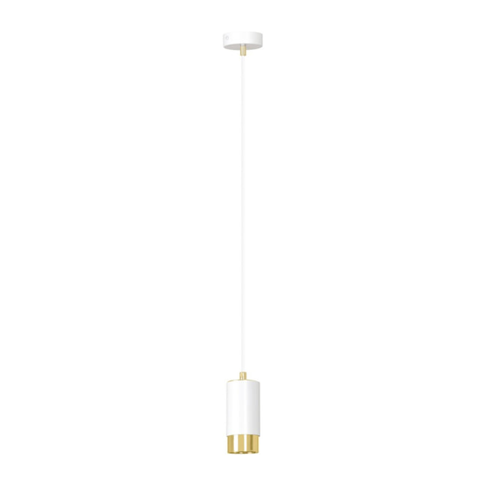 Lampada a sospensione Fumiko in acciaio bianco e oro