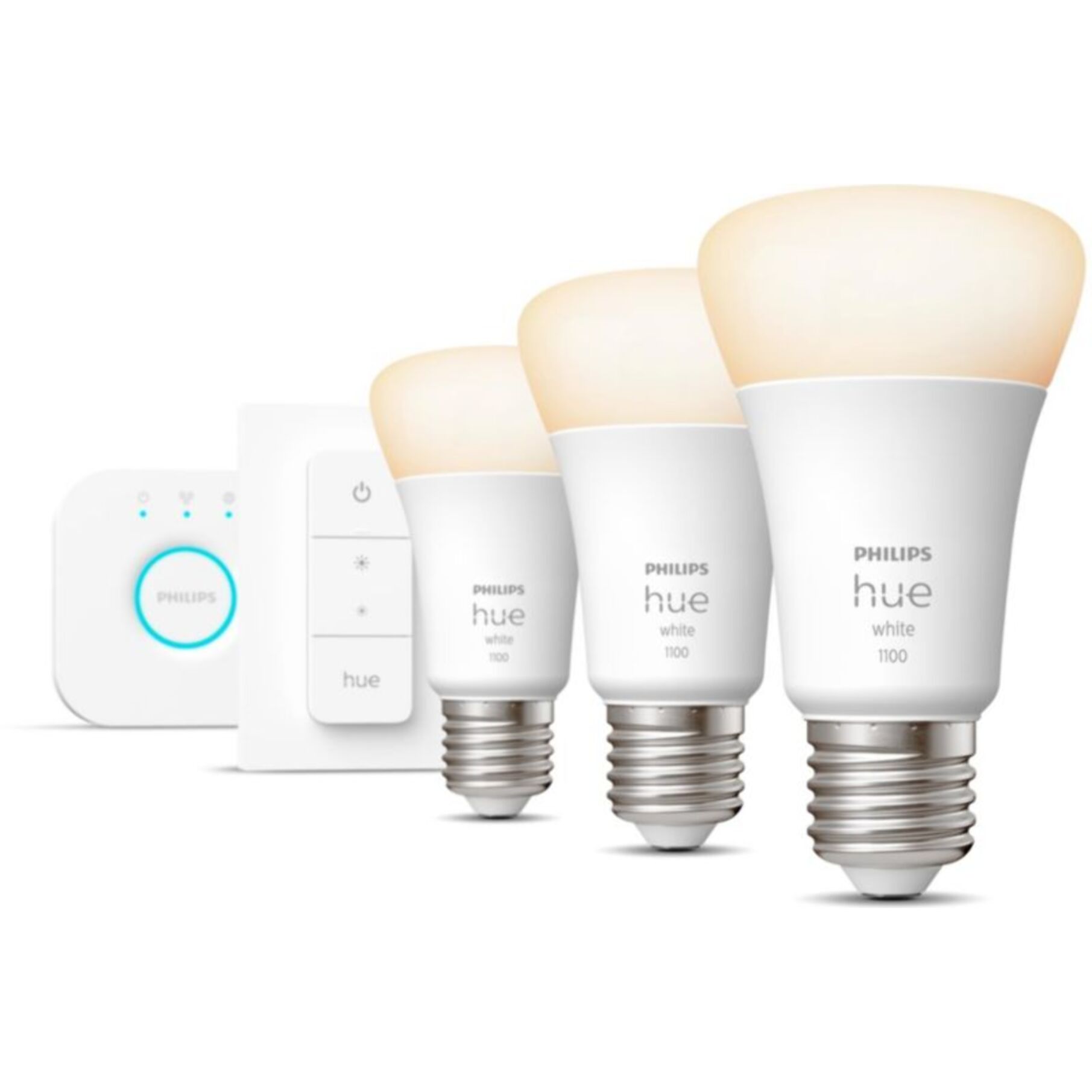 Pack PHILIPS HUE White E27 x3 + pont + tlc