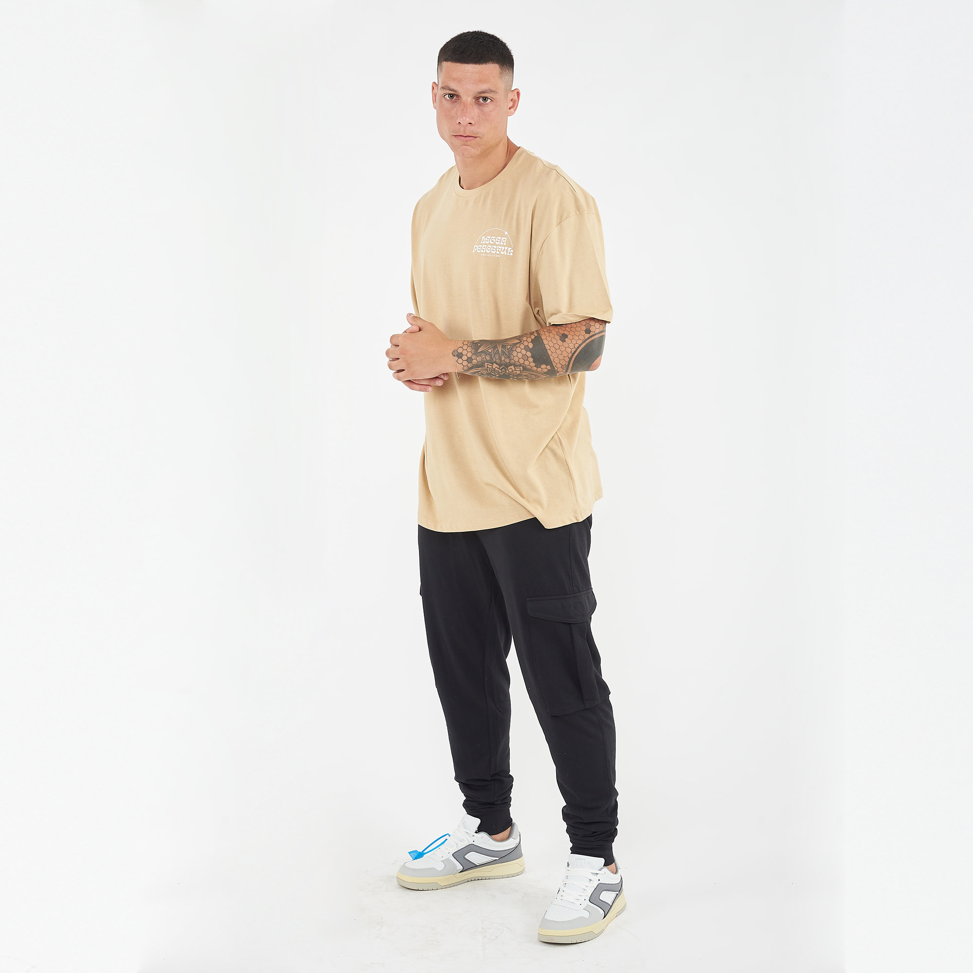T-shirt in cotone uomo PEACEFUL beige