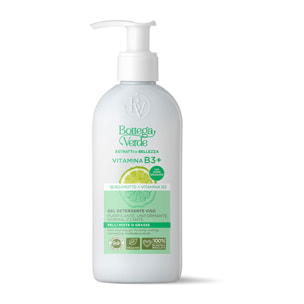 Vitamina B3+ - Gel limpiador facial - Bergamota Vitamina B3 - purificante, unificador, reequilibrante (200 ml) - pieles mixtas o grasas