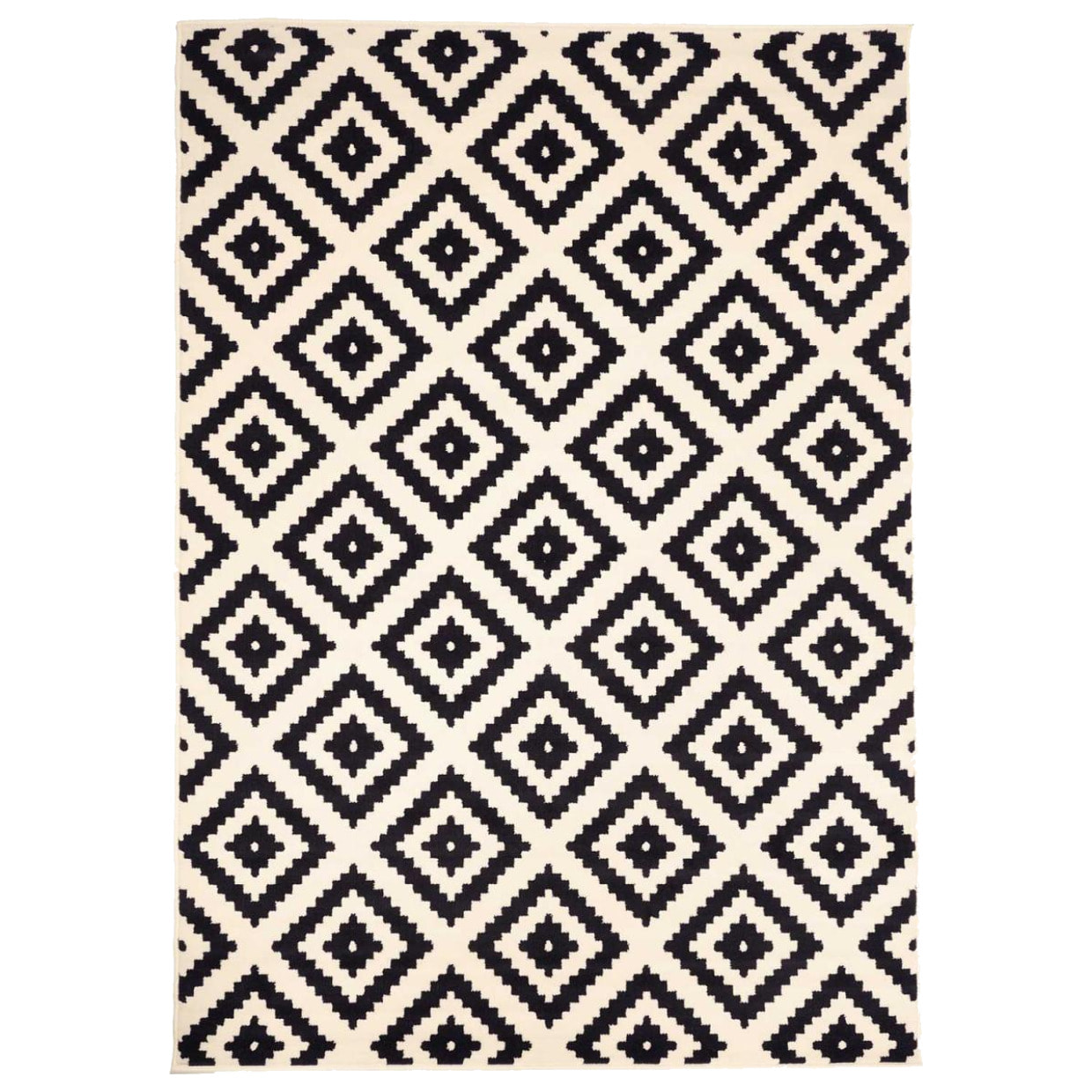 Tapis Kihe Noir et blanc motif géométrique scandinave