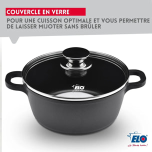 Set de 3 faitouts 16 cm 20 cm et 24 cm sans PFAS avec couvercles en verre Elo Alucast