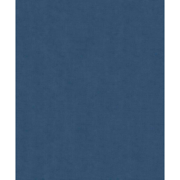 Papier peint uni effet toile lin bleu jean