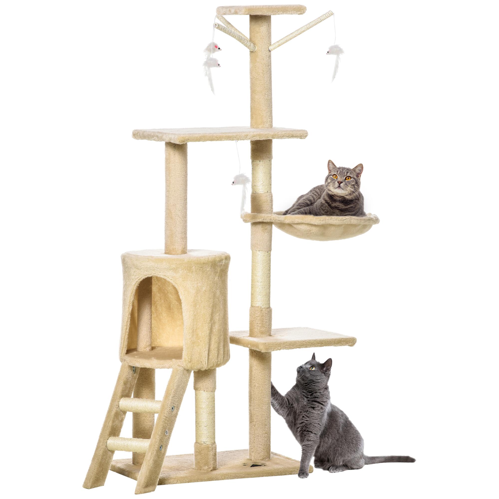 Árbol para Gatos de Terciopelo y Sisal 50x35x131cm Beige