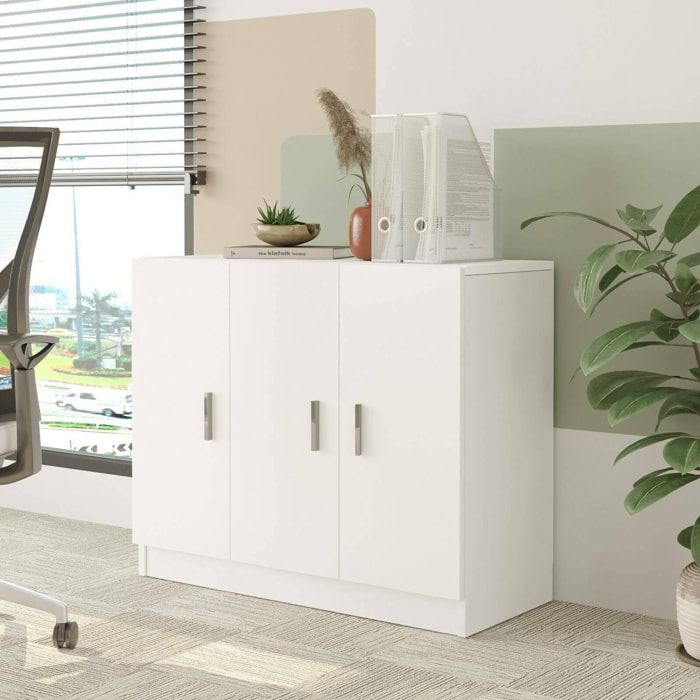 Armadio multiuso grande Olana, Mobile multifunzionale, Mobiletto scarpiera, Guardaroba porta scarpe, 89x38 h74 cm, Bianco