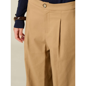 Oltre - Pantalones cropped mezcla de lyocell - Beige