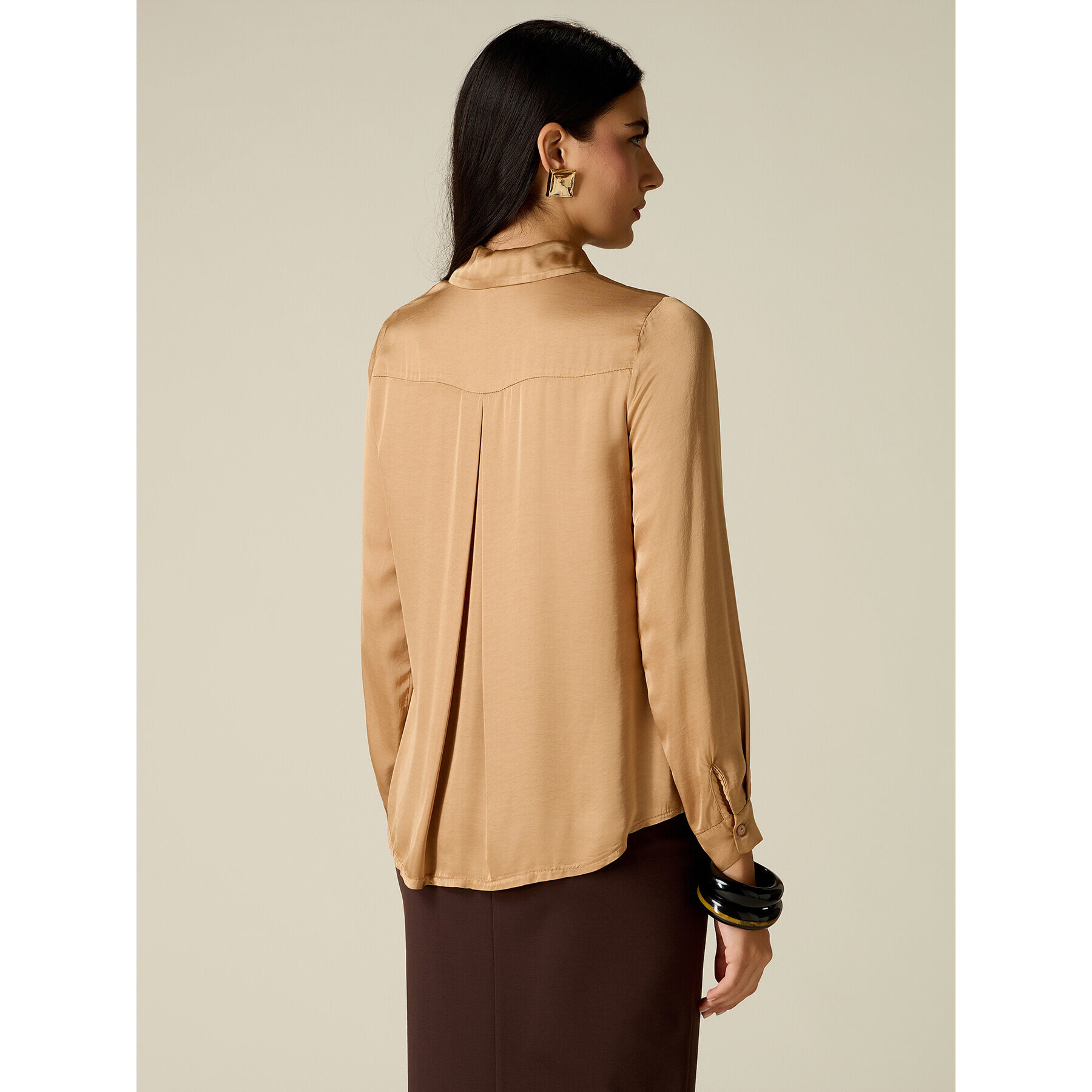 Oltre - Camicia in raso di viscosa - Beige