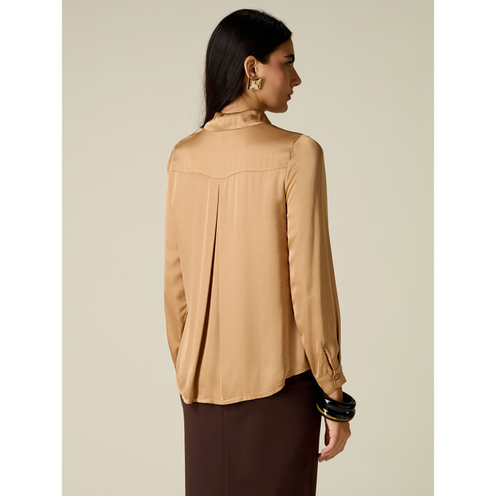 Oltre - Camicia in raso di viscosa - Beige