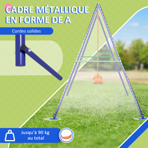 Balançoire 2 agrès portique avec 2 balançoires dim. 2,69L x 1,6l x 1,8H m métal époxy anticorrosion vert bleu PP orange