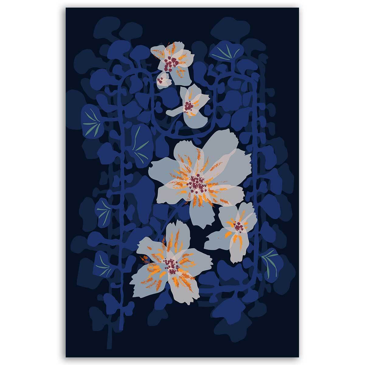 Affiche de fleurs Tableau orchidées bleues en ombre douce Affiche seule