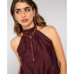 Collar largo con abalorios y piedras de mujer