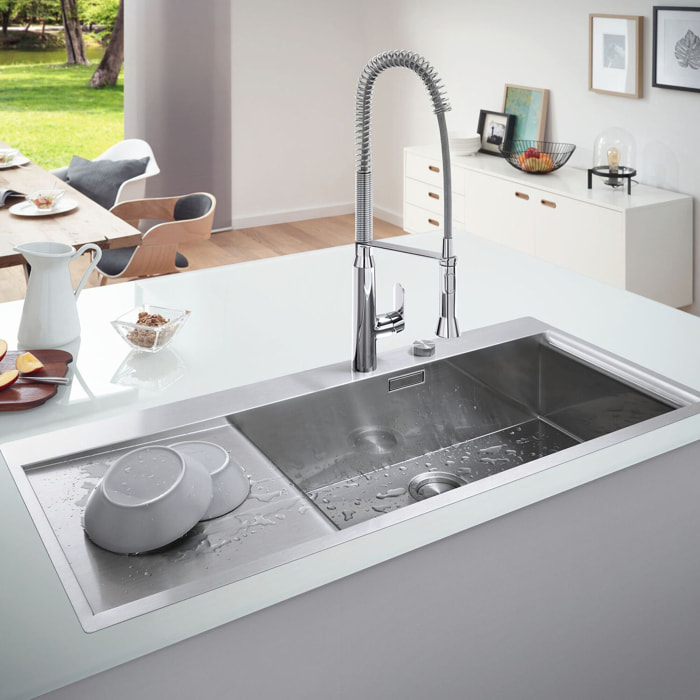 GROHE Mitigeur évier bec haut K7 - avec ressort - 2 jets - H : 67,4 cm