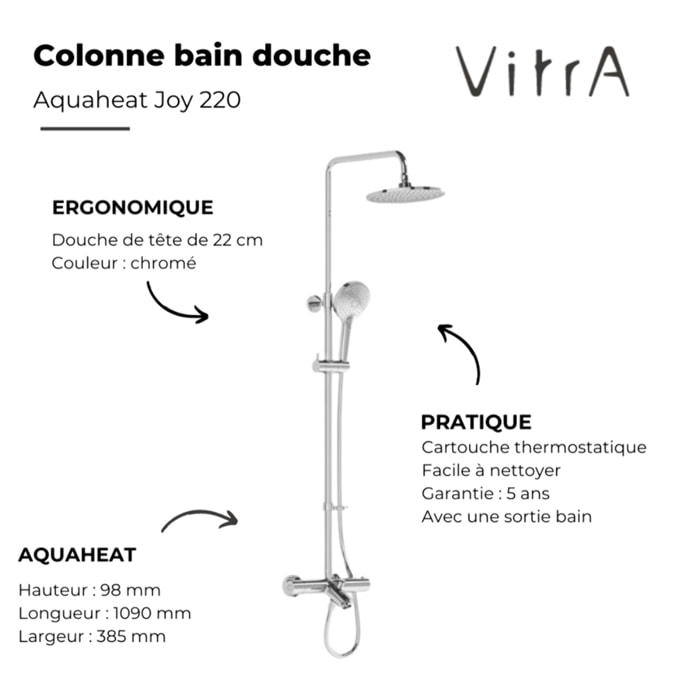 Colonne bain douche thermostatique VITRA Aquaheat Joy 220
