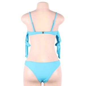 Bikini con decoración de diamantes imitacion y vendaje azul