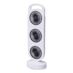 Ventilador USB, 3W, 3 velocidades, batería 1200mAh, blanco