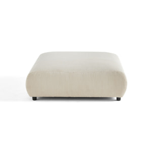 Garance - grand pouf modulable - en velours côtelé - Beige