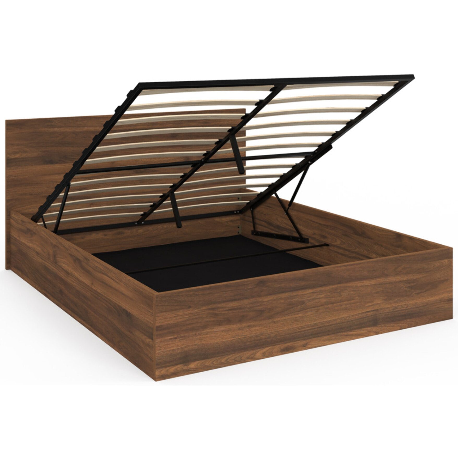 Lit coffre Sicilia 160x200cm effet bois noyer