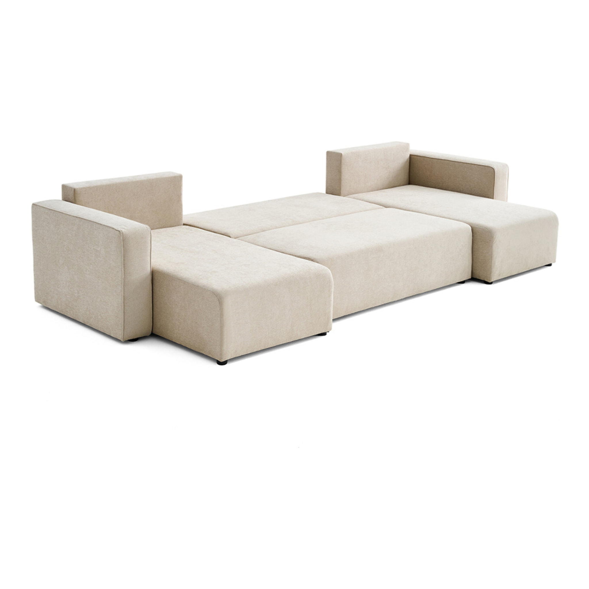 Topaze - canapé panoramique - 7 places - convertible avec coffre - en tissu - Beige