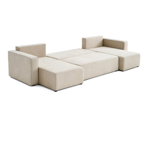 Topaze - canapé panoramique - 7 places - convertible avec coffre - en tissu - Beige