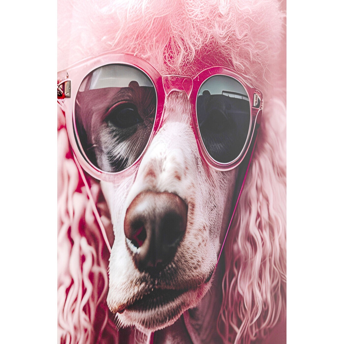 Tableau en verre caniche rose 40x50cm Kare Design