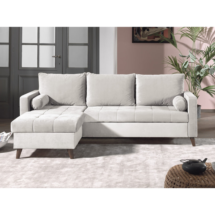 POLAR - Canapé d'angle réversible convertible - en velours au design scandinave - 4 places - Beige