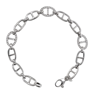 Bracciale Maglia Marina con Pavé di Cubic Zirconia in Argento 925