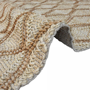 Tapis artisanal Duvi aspect relief, tapis kilim en jute