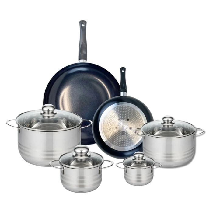 Ensemble de 2 Poêles de cuisson 24 et 32 cm et 4 faitouts 12, 16, 20 et 24 cm Elo Prima Brillant