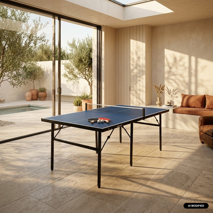 Table de ping pong d'intérieur médium avec 2 raquettes et 3 balles  TABLE DE PING PONG MEDIUM PLIABLE