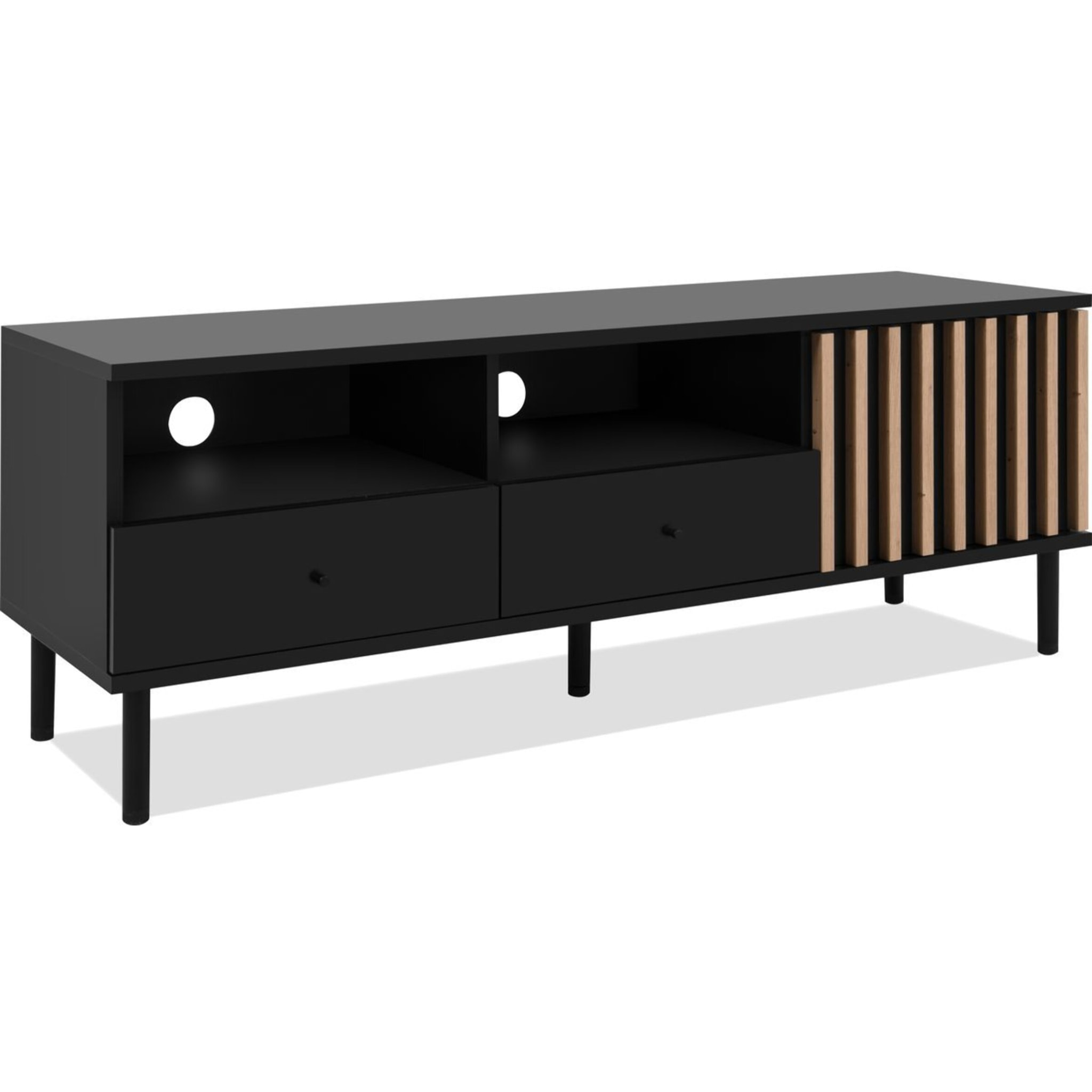 Meuble TV 1 porte, 2 tiroirs, 2 niches - MORGAN