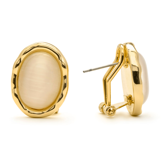 Pendientes de Ojo de Gato acabado en oro amarillo 18k