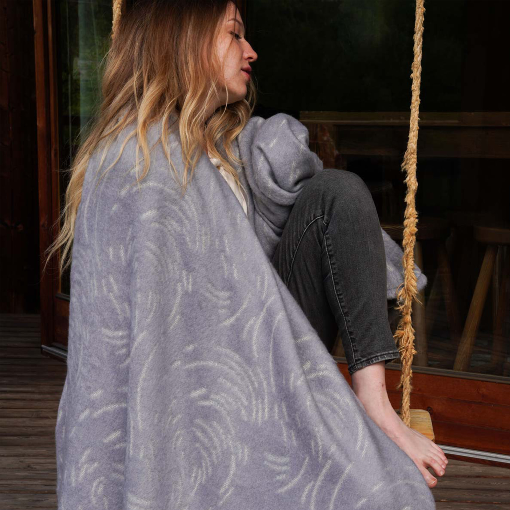 Couverture laine Mérinos très douce - Gris