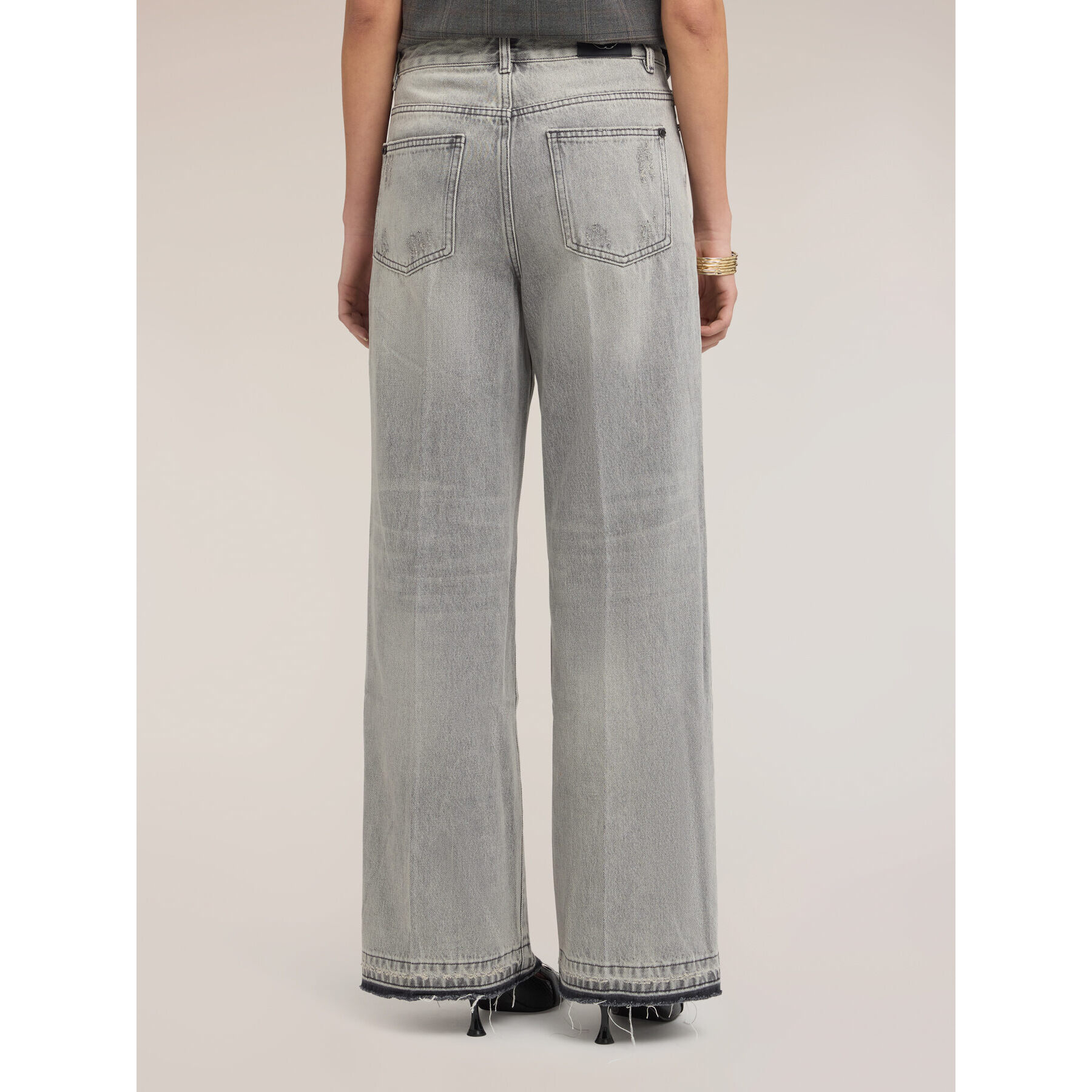 Motivi - Jeans palazzo con orlo sfrangiato - Grigio