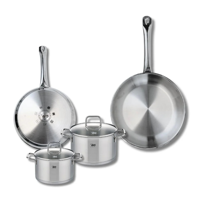 Set de 2 Poêles de cuisson 24 et 28 cm et 2 faitouts 14 et 16 cm Elo Profi Citrin