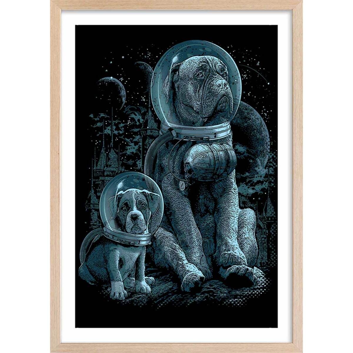 Affiche enfant la maison nous manquait  Affiche + cadre en bois - Chêne