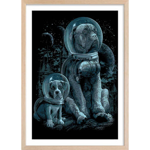 Affiche enfant la maison nous manquait  Affiche + cadre en bois - Chêne