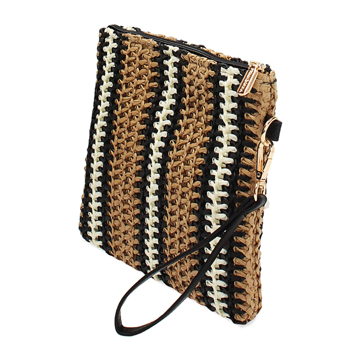 Pochette donna mare nera in raffia