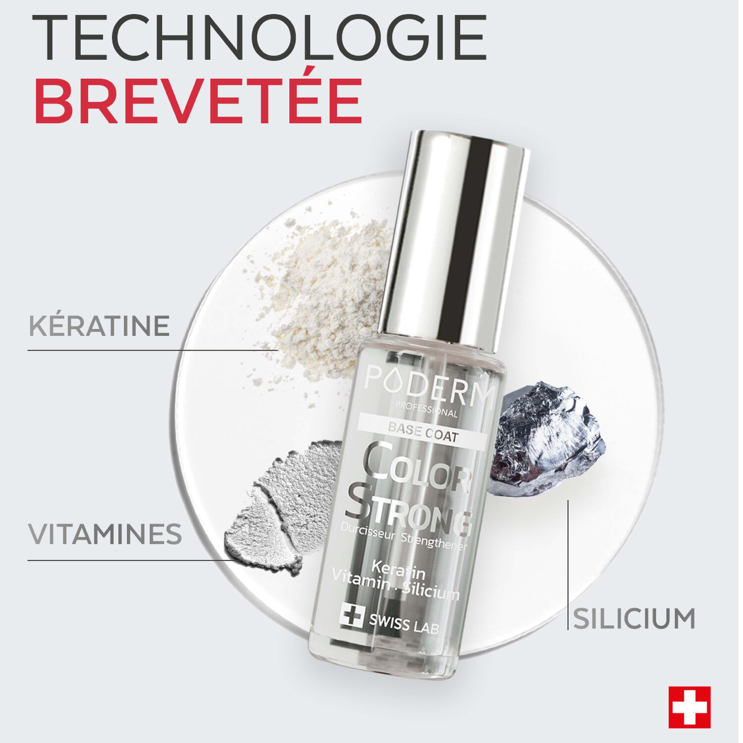 Color Strong - Base Coat Durcisseur Kératine, Vitamine & Silicium Gloss Éclat
