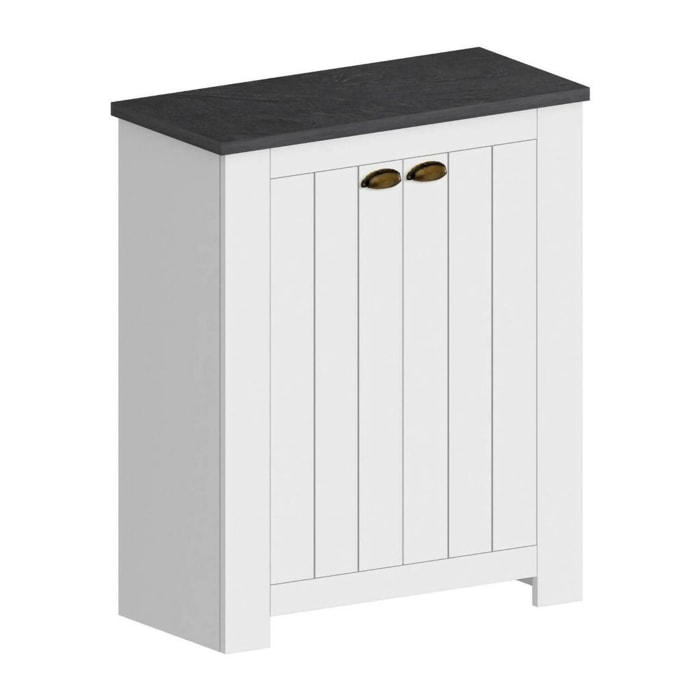 Scarpiera Adriatica, Porta scarpe salvaspazio a 2 ante, Armadio multifunzione da ingresso, 84x42h100 cm, Bianco e Ardesia