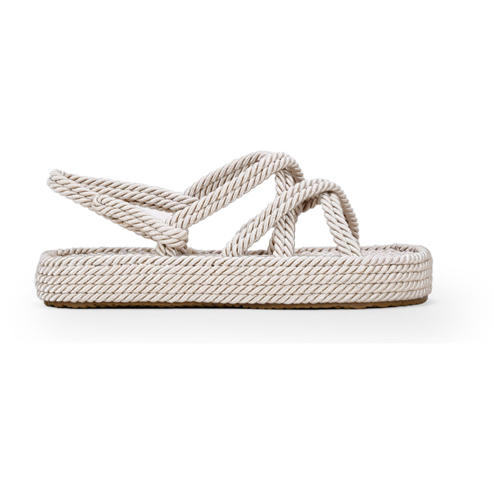 Sandalias con plataforma beige de cuerda
