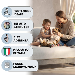 COPRIDIVANO COMFORT, Antiscivolo, Cotone+Microfibra+Fibre Varie, Made in Italy - PANNA