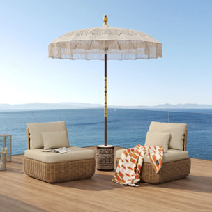 Parasol en bois de cocotier et macramé - Fakélé