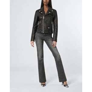 PHILIPP PLEIN Chaqueta biker oversize FLOWER