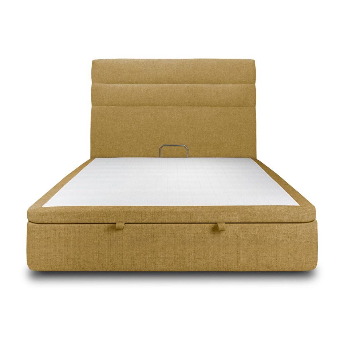 Lit coffre avec tête de lit bandes horizontales Tissu