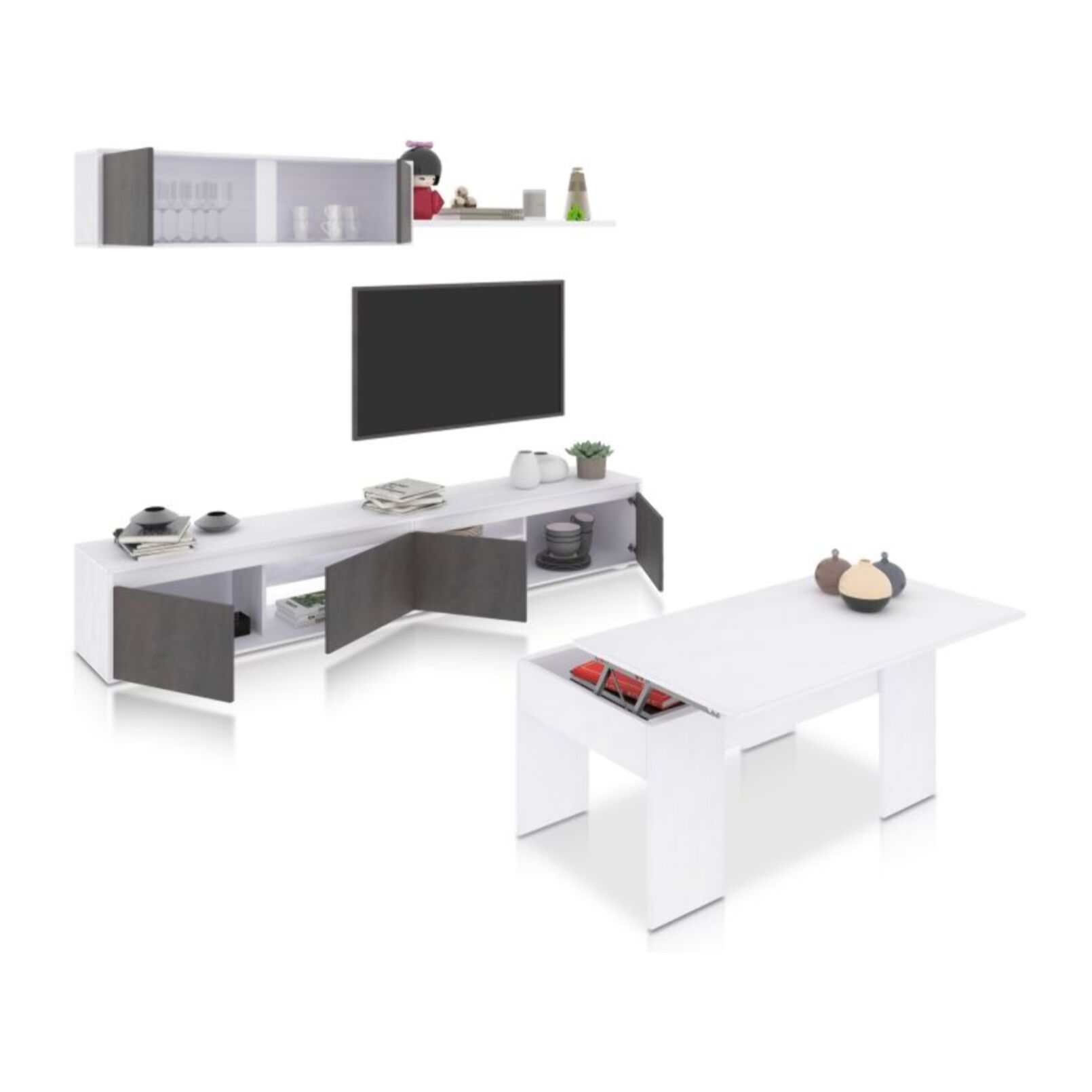 Pack salón con mesa de centro Arlet Plus V2 Blanco Artik (Blanco Mate) - Óxido