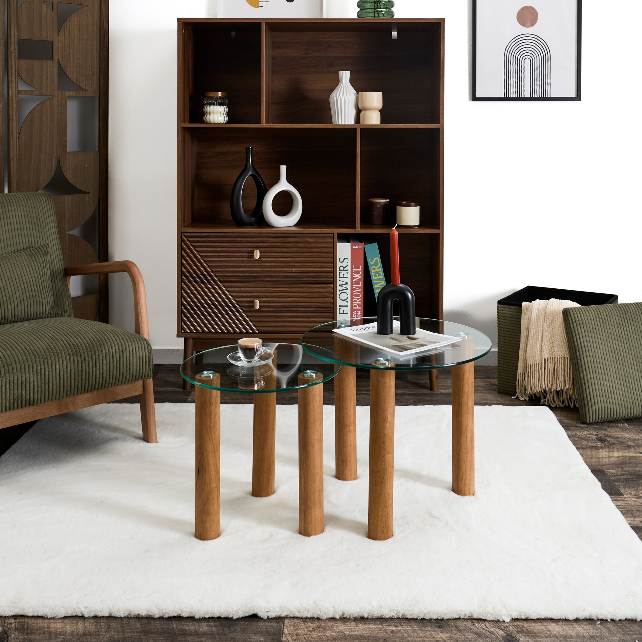 Table Gigogne  Verre Trempe Rond Clara X2