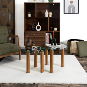 Table Gigogne  Verre Trempe Rond Clara X2